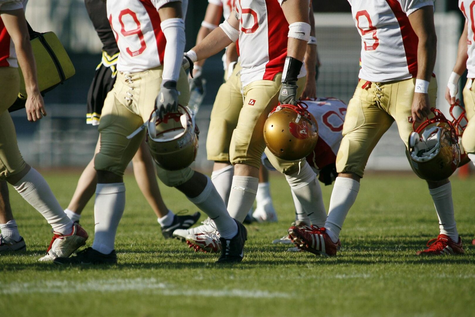 A group of football players on the field